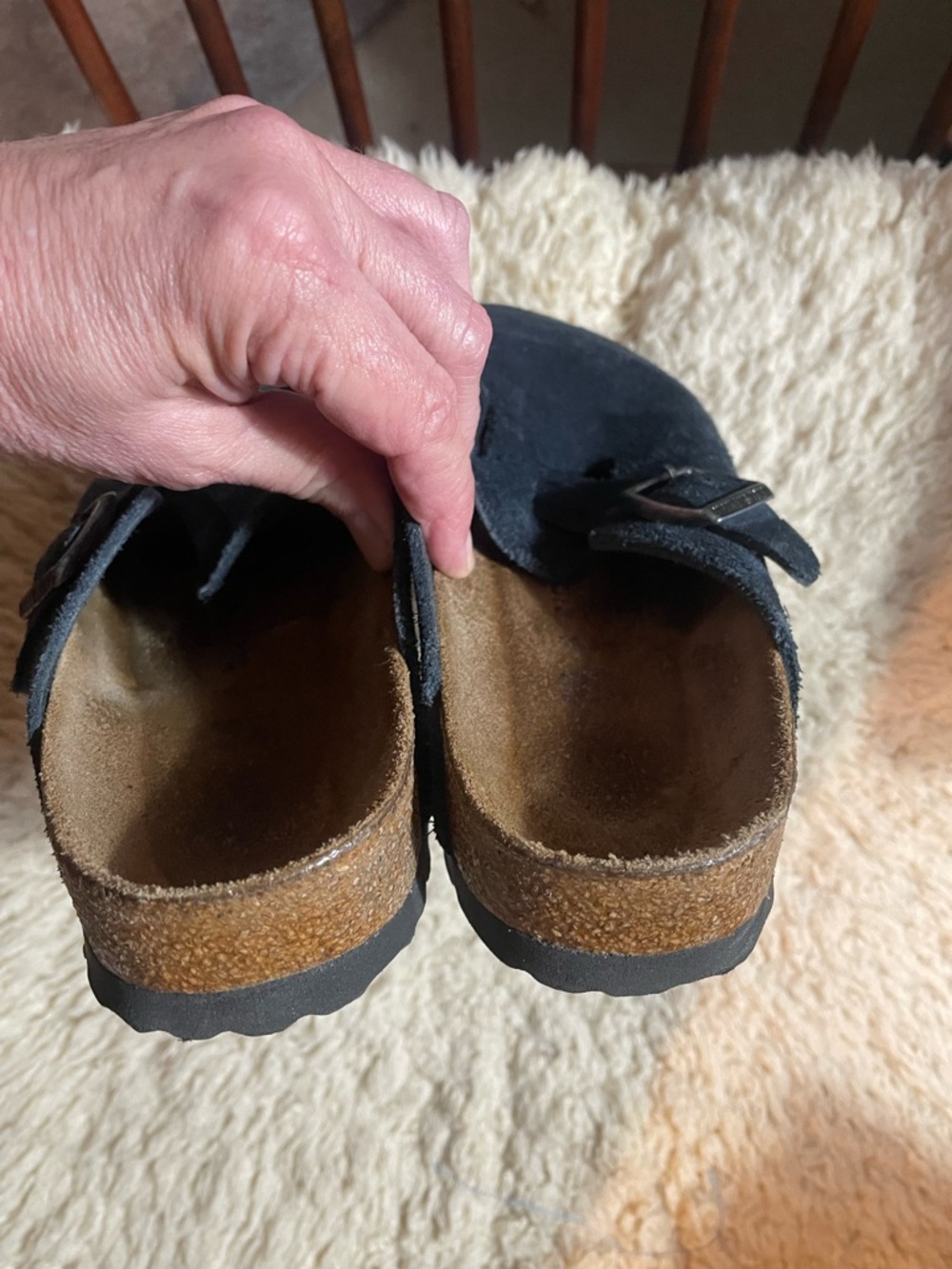 Birkenstock Boston Unisex Navy Suede Soft Footbed Slip-Ons Comfort Shoes sz 40 - Picture 7 of 9